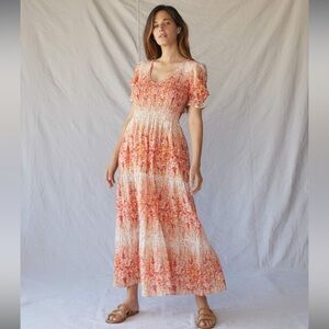 Christy Dawn Brooklyn Dress in orange sunset gladiola stretchy dress